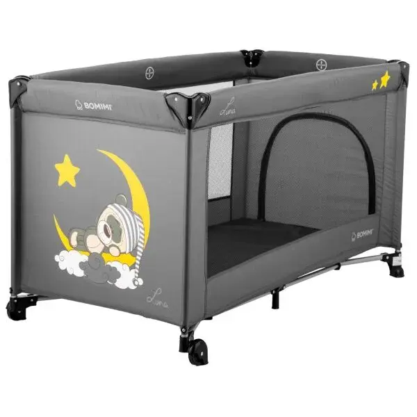 BOMIMI LUNA Cestovní postýlka, tmavě šedá, velikost