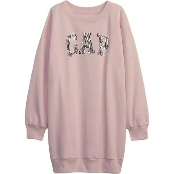 GAP FRCH FLEECE LOGO Dívčí šaty, růžová, velikost