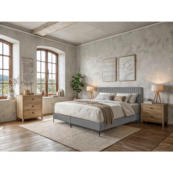 MID.YOU POSTEL BOXSPRING, 180/200 cm, šedá