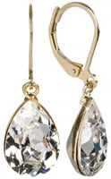 Levien Elegantní pozlacené náušnice s krystaly Pear Crystal