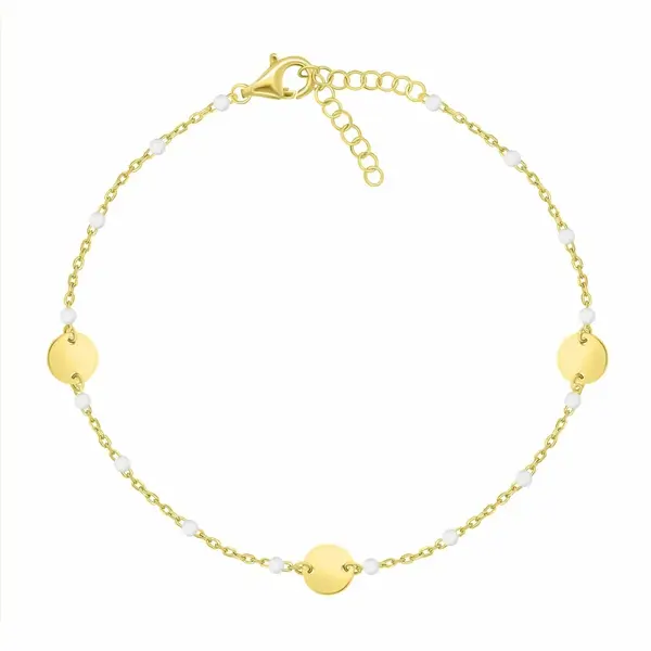 Brilio Silver Slušivý pozlacený náramek s korálky BRC181Y