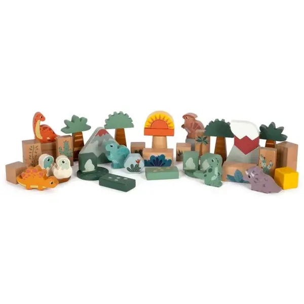 Small foot Wooden Building Blocks Dino aktivity hračka z dreva 12 m+ 34 ks