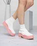 Resti Women's boots on a thicker sole in white and pink Korlic-Shoes