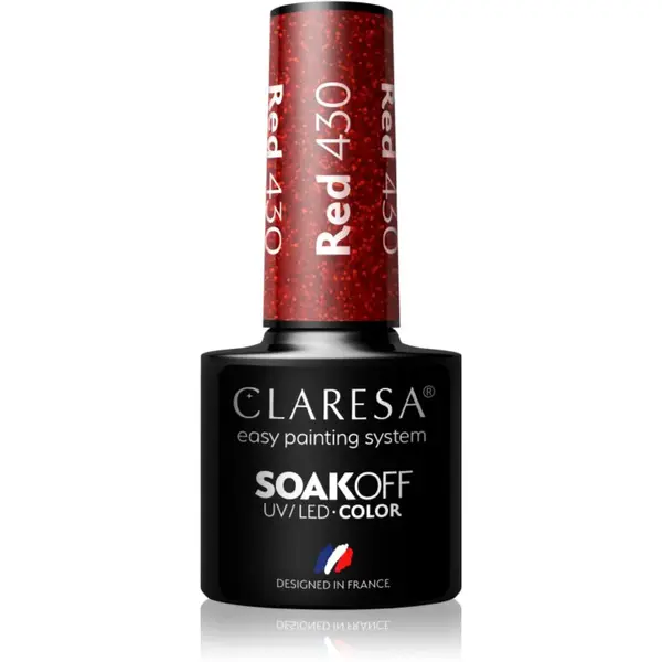 Claresa SoakOff UV/LED Color Rainbow Explosion gélový lak na nechty odtieň Red 430 5 g