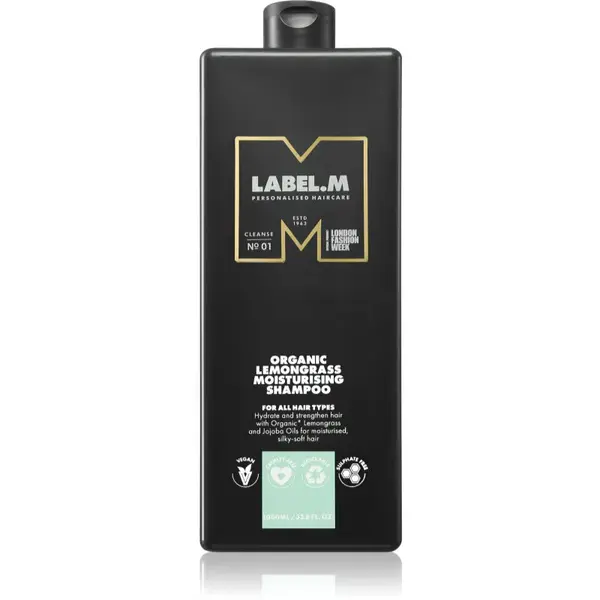 label.m Lemongrass Moisturising Shampoo hydratačný šampón s citrónom a citrónovou trávou 1000 ml
