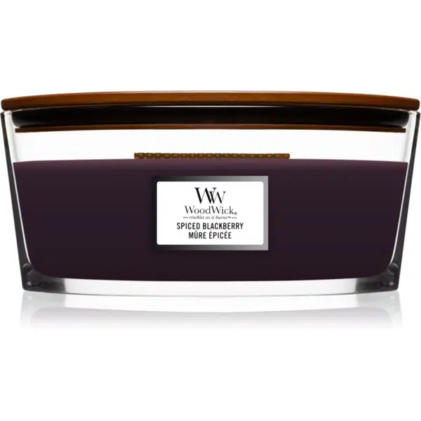 Woodwick Spiced Blackberry vonná sviečka s dreveným knotom (hearthwick) 453,6 g