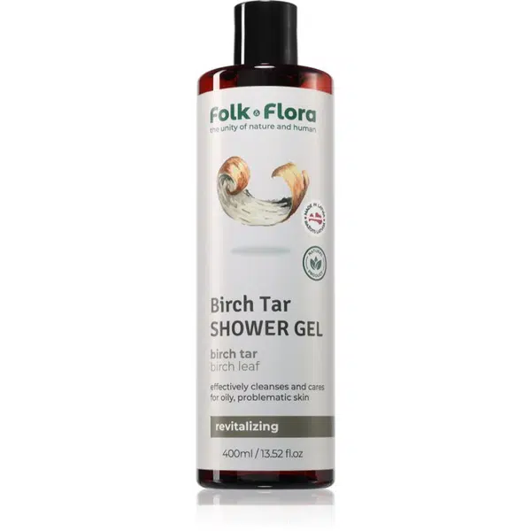 Folk & Flora Birch Tar vyživující sprchový gel 400 ml