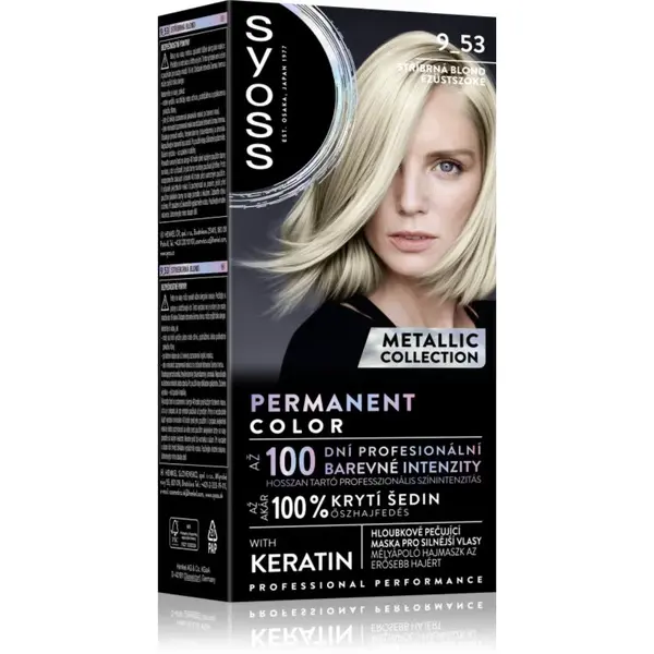 Syoss Permanent Color Metallic Collection permanentní barva na vlasy odstín 9-53 Zářivě stříbřitý 1 ks