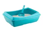 Zoobeedoo kočičí toaleta s lopatkou a filtračním okrajem Modrá - 46 x 66 x 20 cm