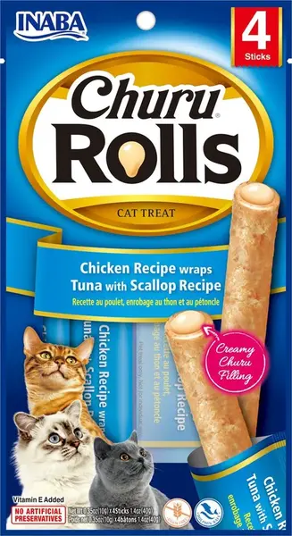 INABA Cat Churu Rolls - s tuňákem s mušlemi 4 x 10 g