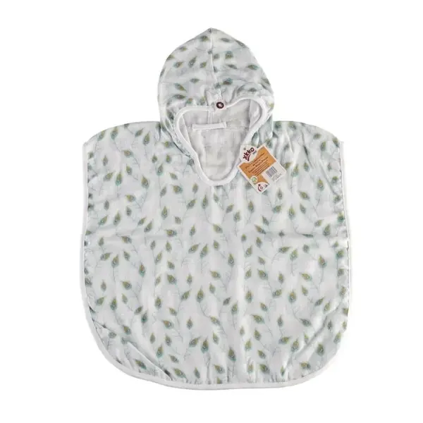 XKKO BMB Digi - Peacock Feathers, Bambusové pončo, veľkosť 1, 1-2roky BMBPN1701