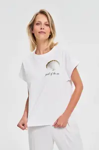 Marisse White Printed Blouse