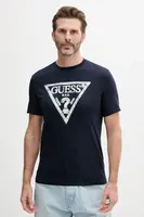 Bavlněné tričko Guess pánské, tmavomodrá barva, s potiskem, M5GI06 I3Z14