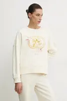 Bavlněná mikina Twinset dámská, béžová barva, s potiskem, 251TP2484