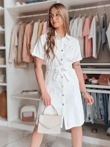 Bílé košilové šaty midi LOVE ME MIDI