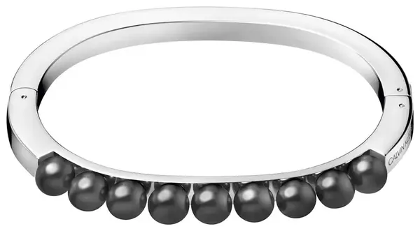 Calvin Klein Pevný ocelový náramek s černými perličkami Circling KJAKMD04010 5,4 x 4,3 cm - XS
