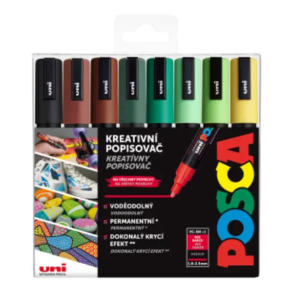 Sada akrylových fixů Uni Posca 5M 1,8-2,5mm 8ks Earth