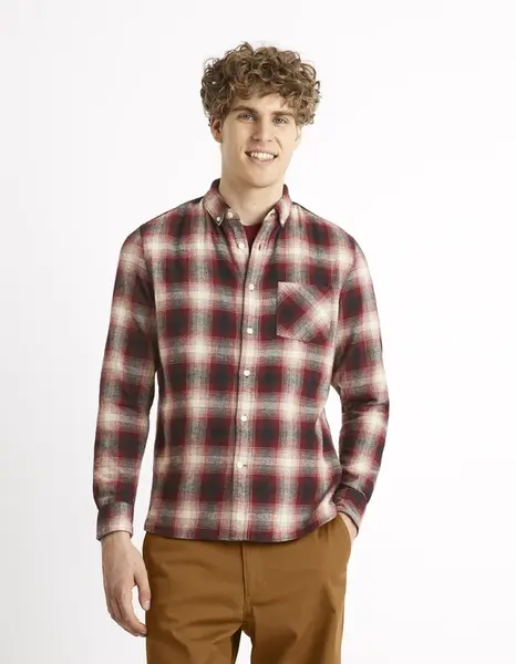 Celio Flannel Plaid Shirt Camulto - Men's