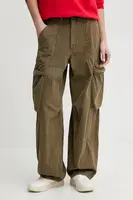 Kalhoty G-Star dámské, zelená barva, kapsáče, high waist, D26433-D385