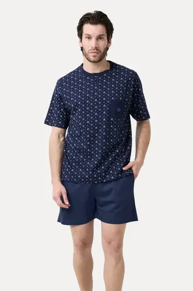 Pánské pyžamo krátké JAVIER S Tmavě modrá