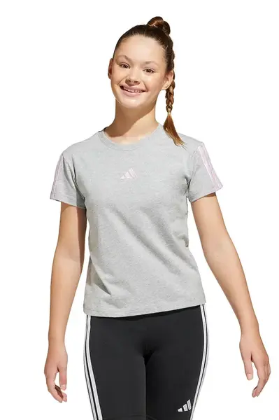 Dětské bavlněné tričko adidas šedá barva, JJ0944