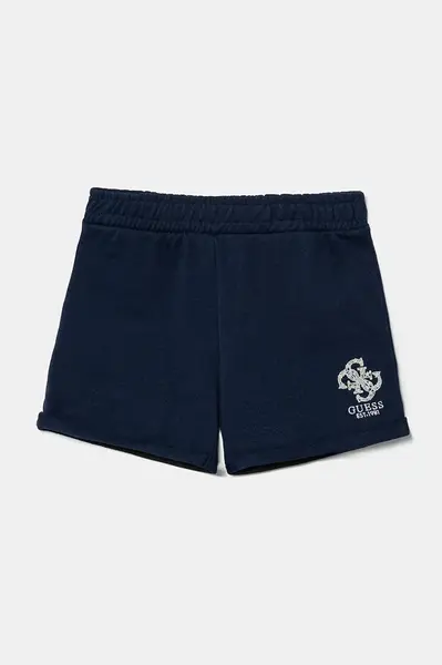 Dětské bavlněné šortky Guess tmavomodrá barva, s aplikací, J5GD24 KA6R4