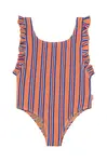 Jednodílné dětské plavky Tinycottons STRIPES SWIMSUIT oranžová barva, SS25-277
