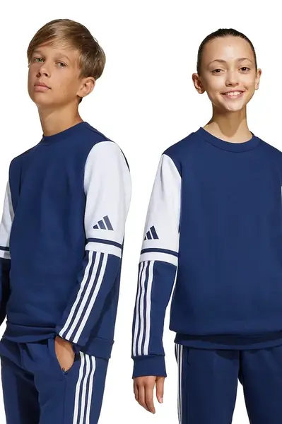 Dětská mikina adidas Performance tmavomodrá barva, s kapucí, vzorovaná, JD4814