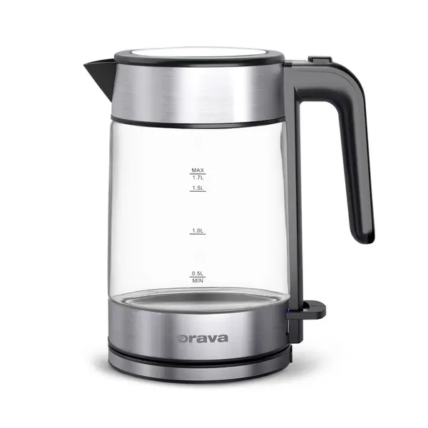 Sklenená varná kanvica s LED podsvietením, čierna