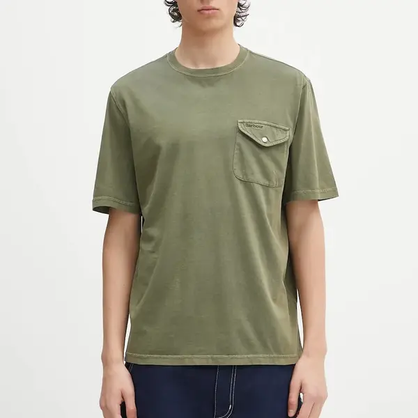 Bavlněné tričko Barbour Barbour Newstreet Relaxed Fit T-Shirt pánské, zelená barva, MTS1398