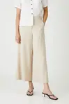 Lněné kalhoty Medicine béžová barva, střih culottes, high waist