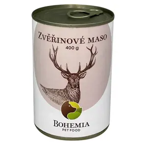BOHEMIA PET FOOD Konzerva zvěřinové maso ve vlastní šťávě pro psy 400 g