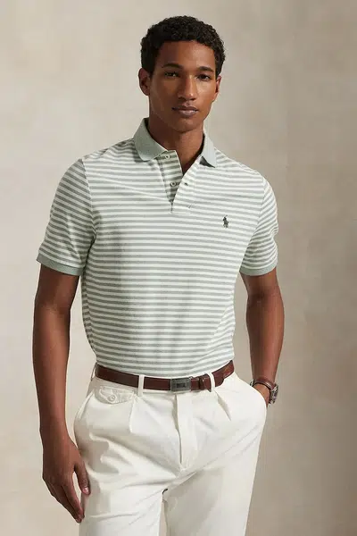 Bavlněné polo tričko Polo Ralph Lauren pánské, zelená barva, 710974596
