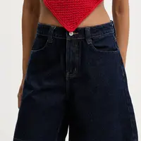 Džínové šortky Answear.LAB dámské, tmavomodrá barva, high waist