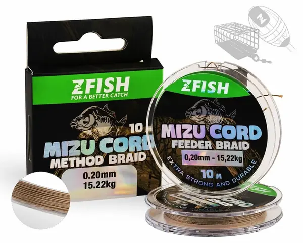 Zfish šňůrka mizucord method feeder braid 10 m - 0,10 mm 6,88 kg