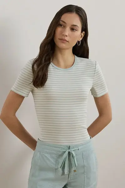 Bavlněné tričko Lauren Ralph Lauren modrá barva, 200963889