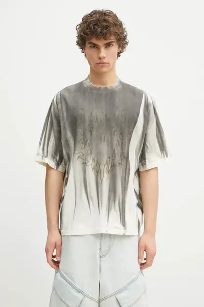 Bavlněné tričko Marcelo Burlon Fire Heart Spray Boxy T-Shirt Ecru Mediu