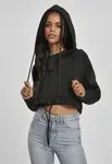 Women's oversized short raglan hoodie with zipper, black