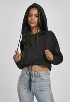 Women's oversized short raglan hoodie with zipper, black
