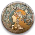 Magnet Alfons Mucha - Zodiak, kulatý, 5 cm