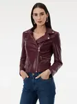 Burgundy women's faux leather jacket ORSAY - Women's