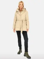 PERSO Woman's Women's short tied real down jacket with a hood ,  color