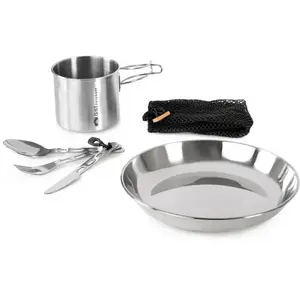 GSI Outdoors GLACIER STAINLESS 1 PERSON SET Kempingové nádobí, stříbrná, velikost