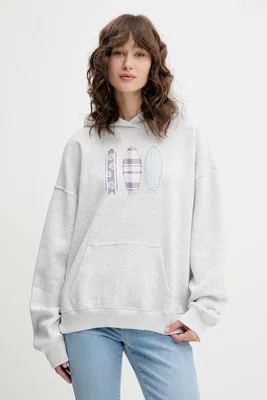 Mikina Hollister Co. dámská, šedá barva, s kapucí, melanžová, KI352-5136