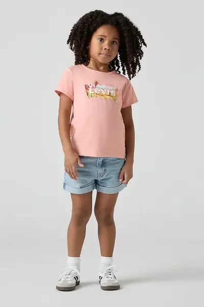 Dětské riflové kraťasy Levi's MINI MOM SHORT W EMBROIDER