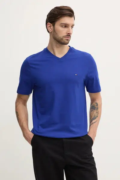 Bavlněné tričko Tommy Hilfiger modrá barva, MW0MW39249