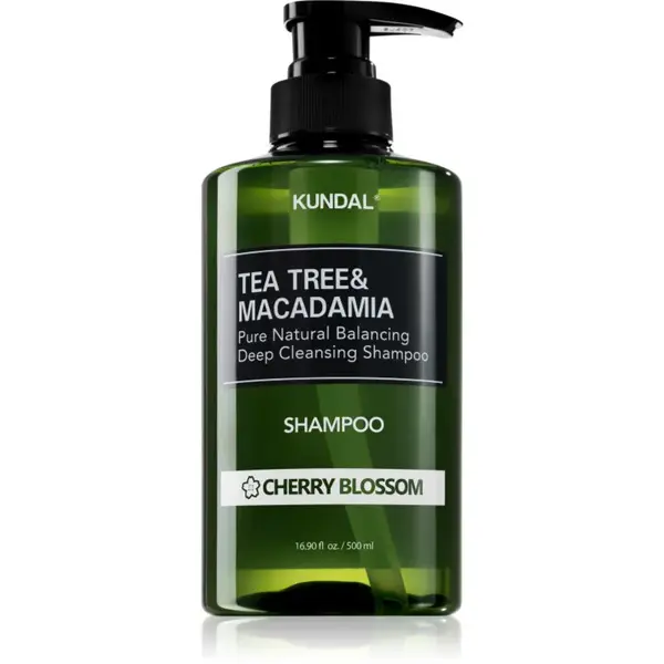 KUNDAL Tea Tree & Macadamia Cherry Blossom hloubkově čisticí šampon s osvěžujícím účinkem 500 ml