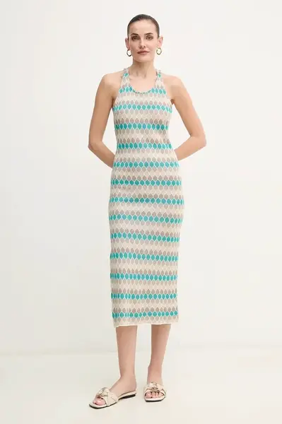 Šaty Fracomina béžová barva, midi, FS25SD5006K414F8