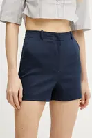 Kraťasy Patrizia Pepe dámské, tmavomodrá barva, hladké, high waist, 8P0698 A543