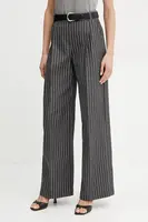 Kalhoty MAX&Co. dámské, šedá barva, jednoduché, high waist, 2516131064200